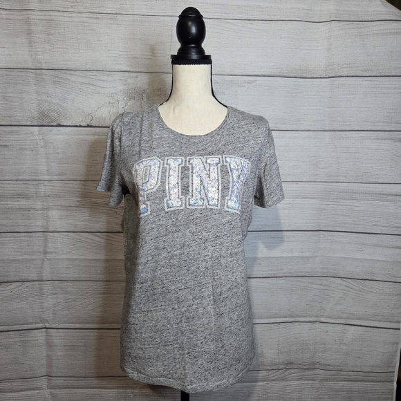 PINK Victoria's Secret Gray Crew Neck Tee, Size M - Picture 1 of 5